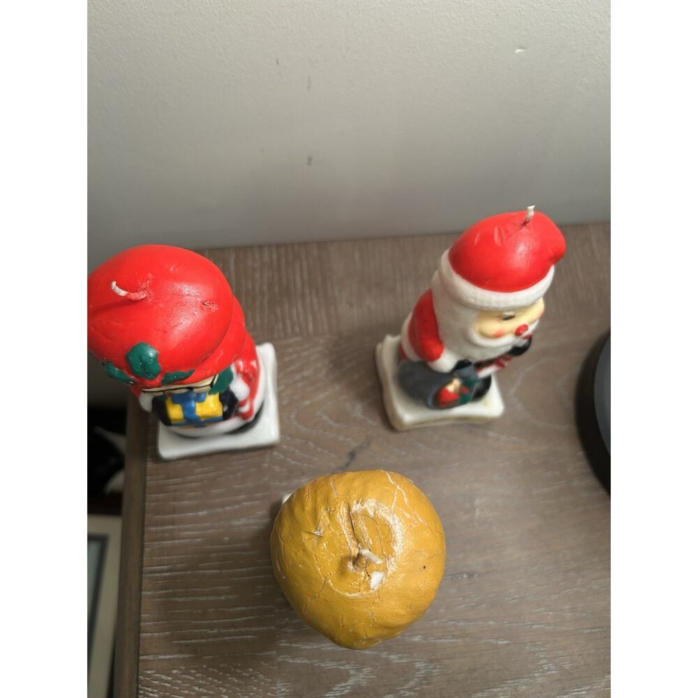 Vtg Christmas Candles Hand Painted‎ Figures set of 3 Santa Mrs Claus Drummer Boy - Picture 6 of 16
